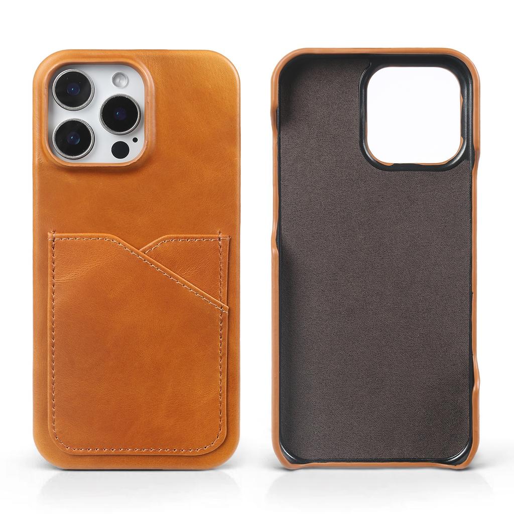 Premium Card Slot Genuine Leather Case For Iphone 16 Pro Max Cases 15 13pro 14pro 12 11 Aesthetic Vintage Phone Back Cover Coque