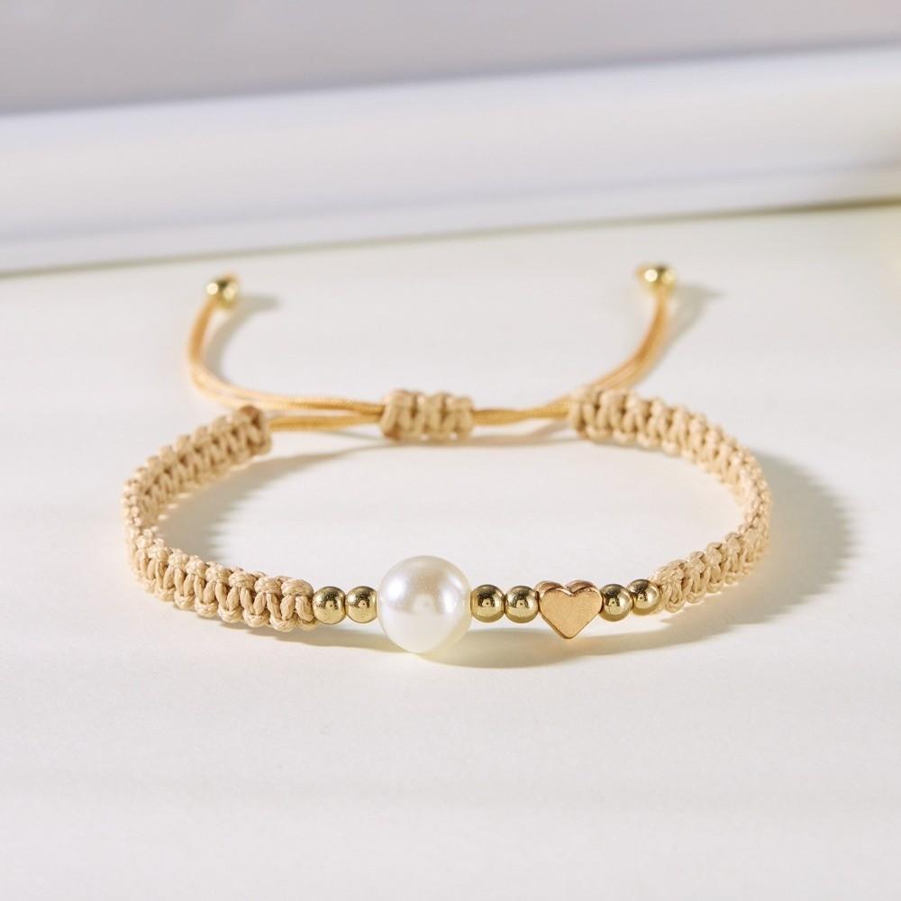 Pearl Bead Star-Shaped Bracelet Adjustable Casual Bracelet Fashion Woven Bracelet Men