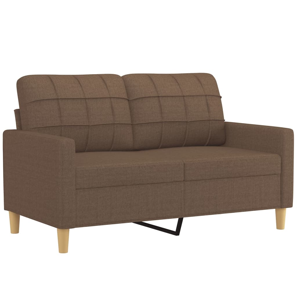 3 Piece Sofa Set with Cushions Brown Fabric