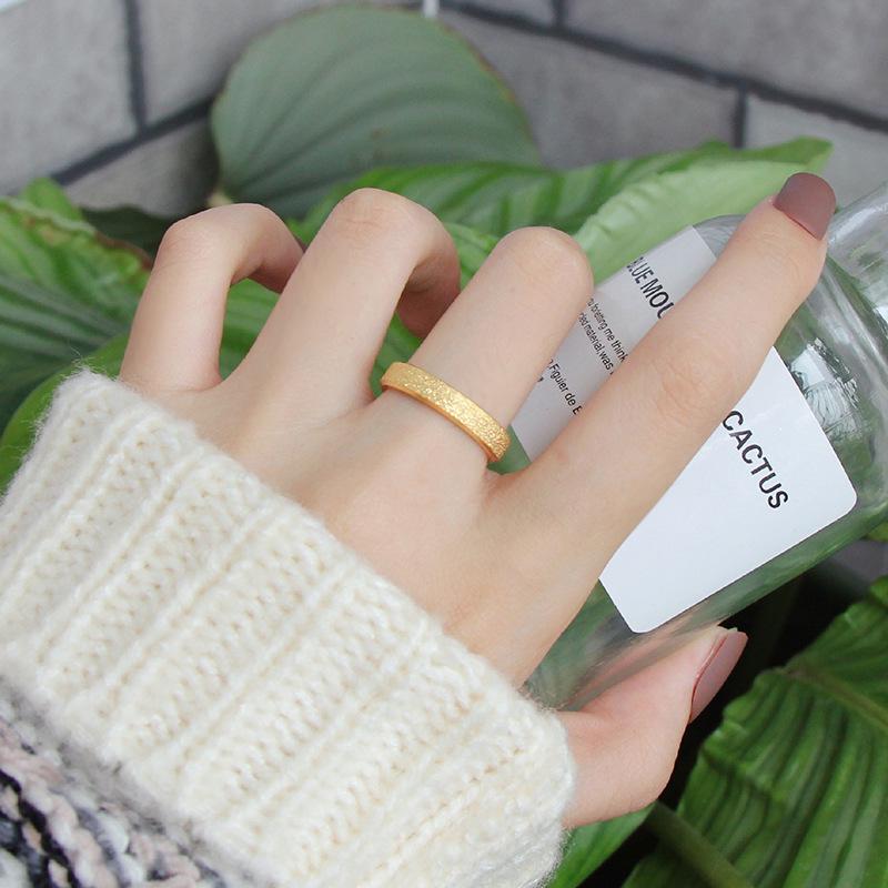 Japanese and Korean Titanium Steel Frosted Ring Women's Gold Ring Fashion Simple Small Jewelry