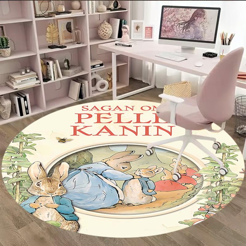 1pc Peter Rabbit2 Print Round Carpet Chair Round Carpet Suitable for Bedroom Living Room Home Decorative Carpet