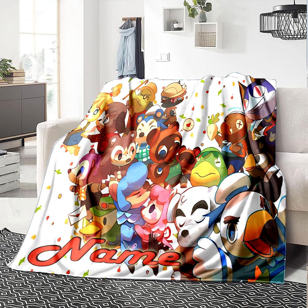Customiz Name Personality Animal Crossing (2) Blanket Soft &Warm Sofa Office Bed Travel Lunch Break Blanket, Gift Suitable for All Seasons