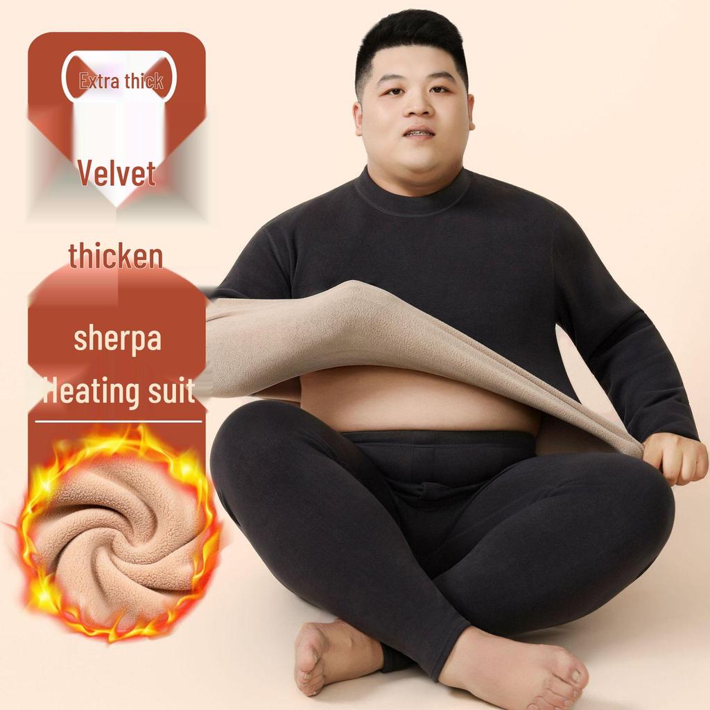 Herren Übergröße Extra Warmes Fleecegefüttertes Unterwäscheset für Herbst und Winter