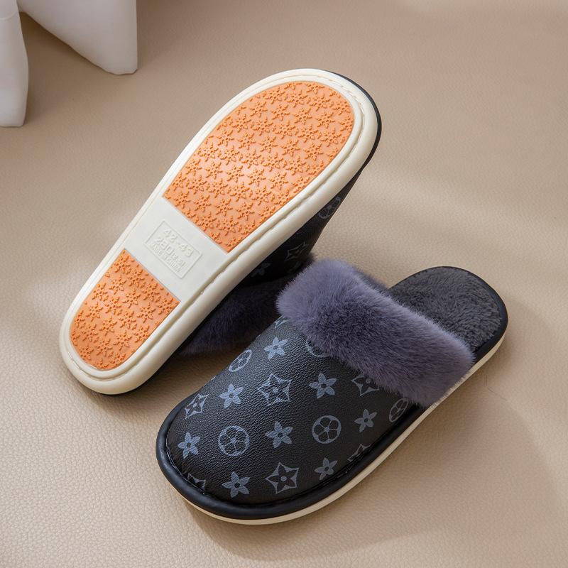 New Home Thermal and Fleece Home Slippers Thick-bottomed Plush Autumn and Winter Cotton Slippers, High-end Non-slip Winter Outer Wear