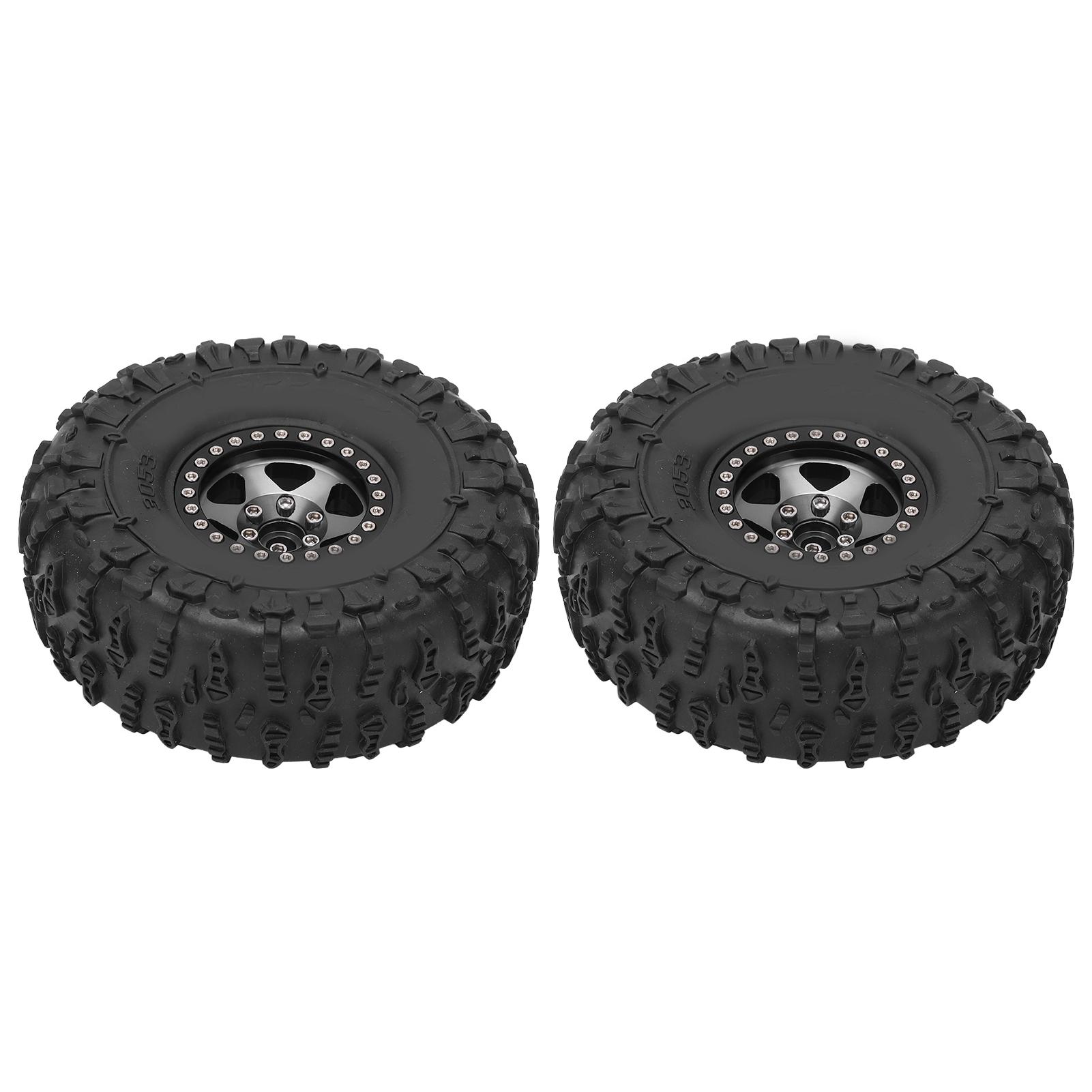 

2Pcs RC Car Wheels and Tires 1.9in Alloy Hub Rubber Tire 12mm Hex for 1Celsius10 RC Crawler Vehicle