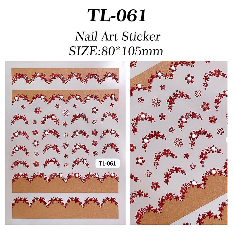 

5D Цветочный французский стикер для дизайна ногтей Ультратонкий слайдер Декоративные наклейки Цветок Жемчуг Самоклеящийся DIY Маникюр Для Леди Девушек красный