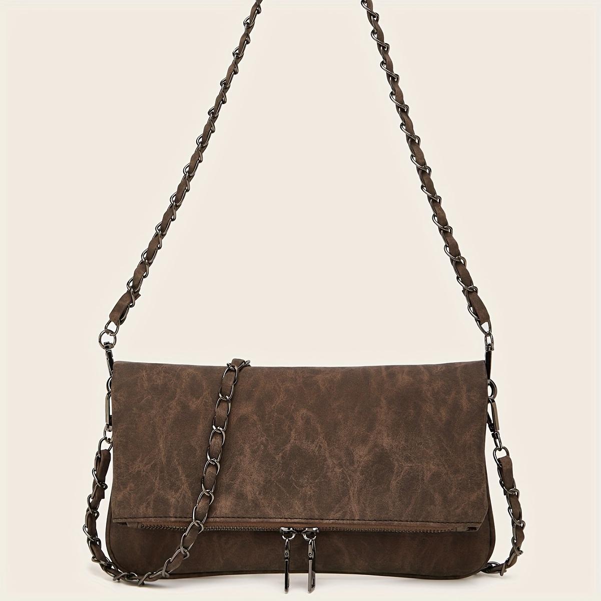 

Женская сумка через плечо в стиле ретро с цепочкой и съемным плечевым ремнем, сумка из полиуретанового материала с застежкой-молнией