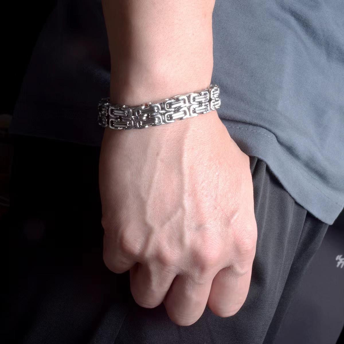 

Мужские браслеты из нержавеющей стали с пользовательским текстом, двойная кубинская цепочка, гладкая гравировка логотипа, ID-браслет, подарок, ювелирные изделия 21cm