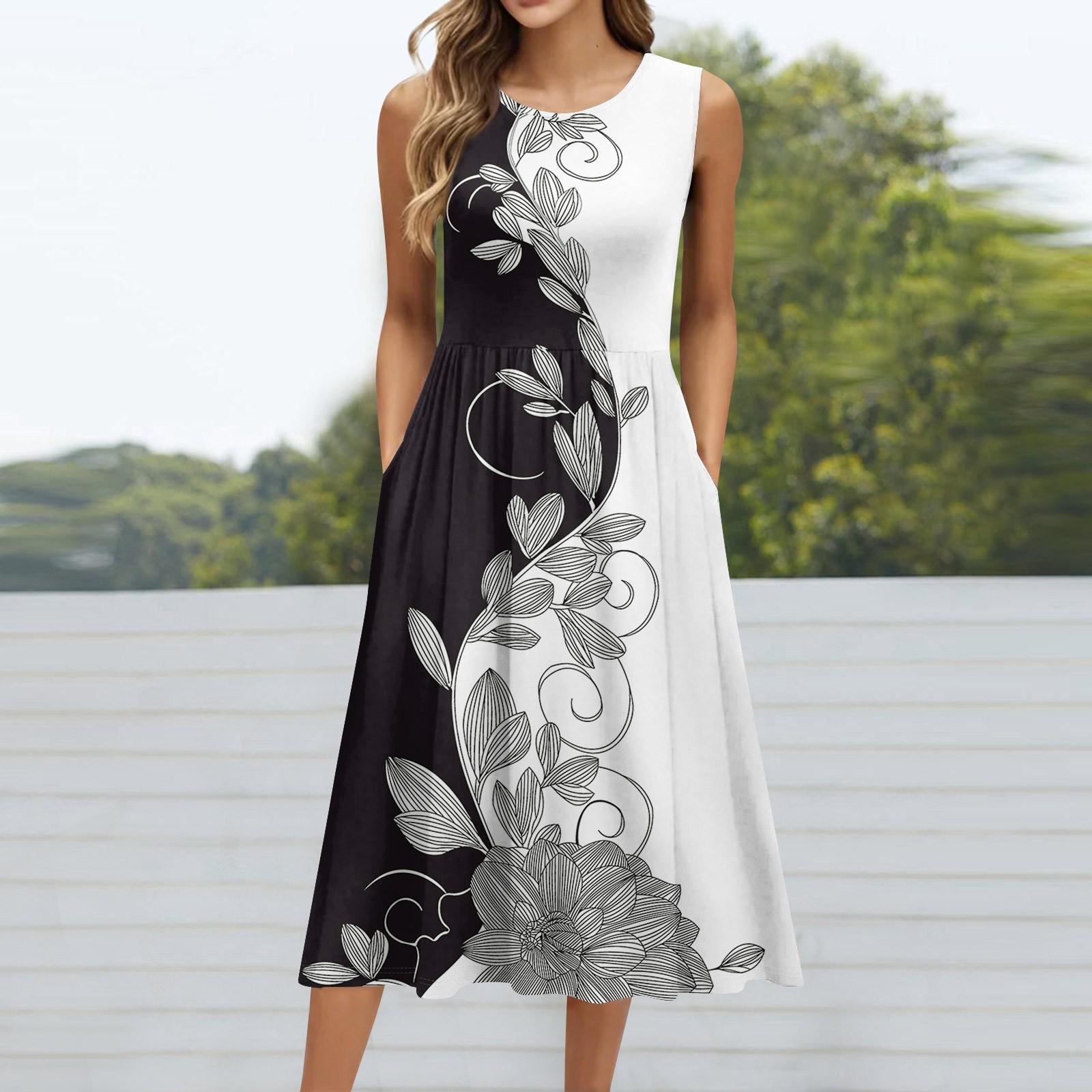 

Жіноча модна повсякденна пуловер із круглим вирізом без рукавів і кишенями середньої довжини. XXL чорний