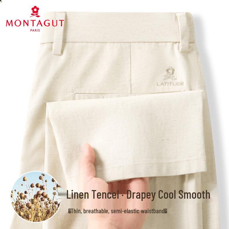 MONTAGUT Men s Smooth Linen Tencel Casual Pants 35