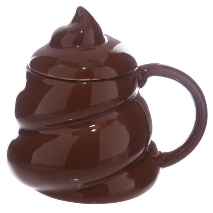 Mug - emoti - poop - céramique - 13cm avec couvercle - cylindrique