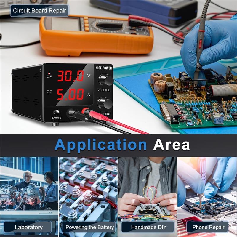 2025+ DC Power Supply Variable, 30V 5A Adjustable Switching Regulated Power Supply with Encoder, LED Display US Plug