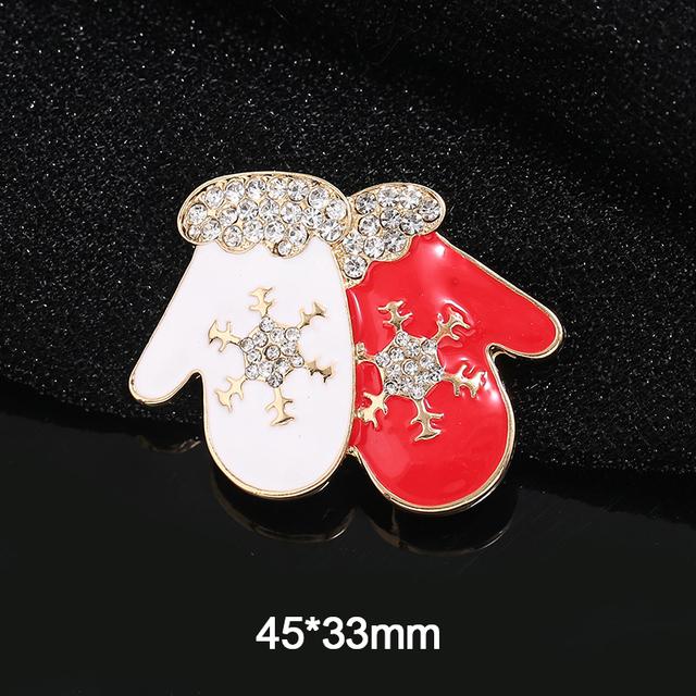 Broches de Noël Mode Chapeau de Père Noël Gants Cloches Strass Émail Broche Épingles Badges Cadeaux de Nouvel An Bijoux