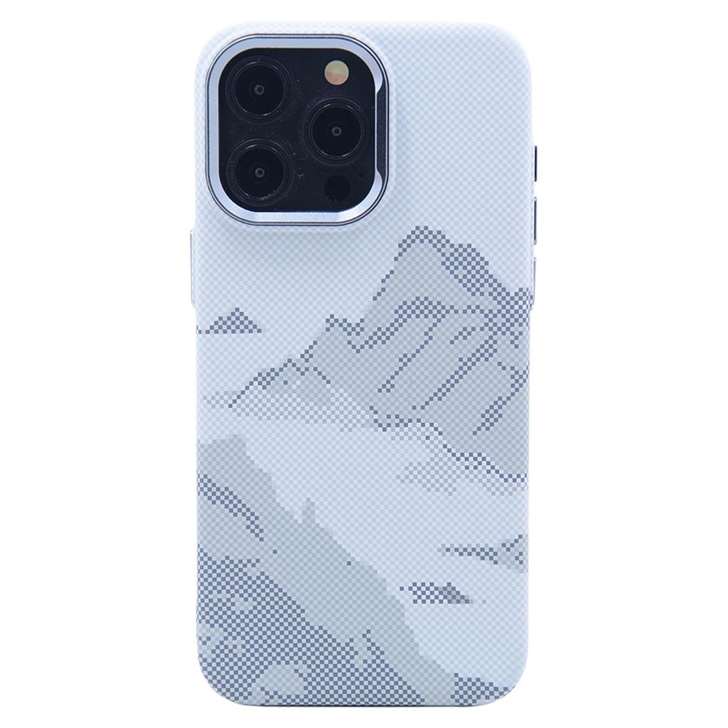For iPhone 15 Pro Max Case Compatible with MagSafe Carbon Fiber Texture Water-Transfer PC Phone Cover