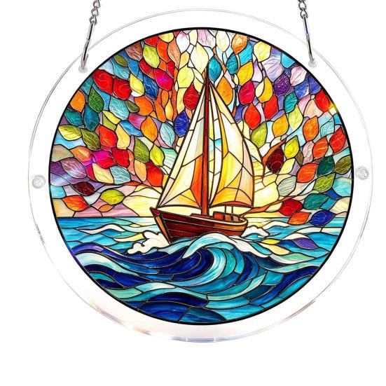 

Jigsaw Puzzle Suncatcher, DIY Puzzles Acrylic Sun Catcher, Stained Glass Window Hanging Ornament for Home, Garden Decor, Gift for Women, Mom, Friends A