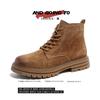 2025 Autumn New Retro Martin Boots Men's Leather Tooling Shoes British Trend Versatile Big Yellow Boots 9025 Cotton