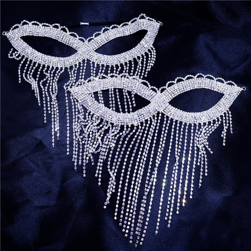 New Accessories Fringed Rhinestone Eye Mask Creative Face Mask Nightclub Party Flash Diamond Mask