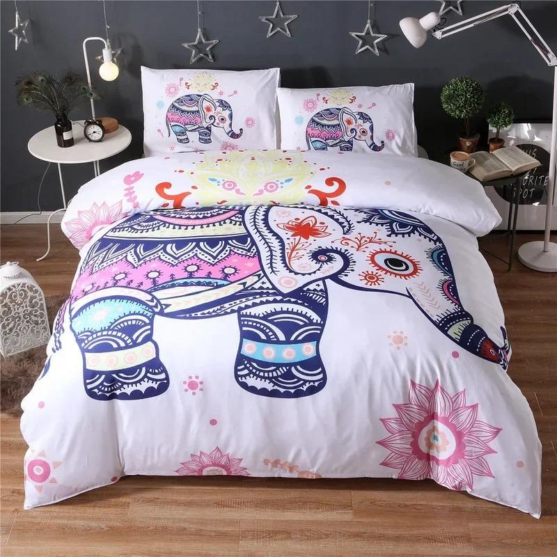 Animal Elephant 3D Printingbedding Set Microfiber Home Textiles Twin Queen King Size Duvet Cover Sets Ethnic Style