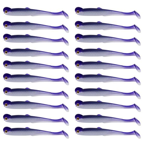 20 Pcs Fishing Lure 3D Artificial Fish with T Tail Flexible Fish Bait for Texas Jigs Wacky Hooks Outdoor Fishing