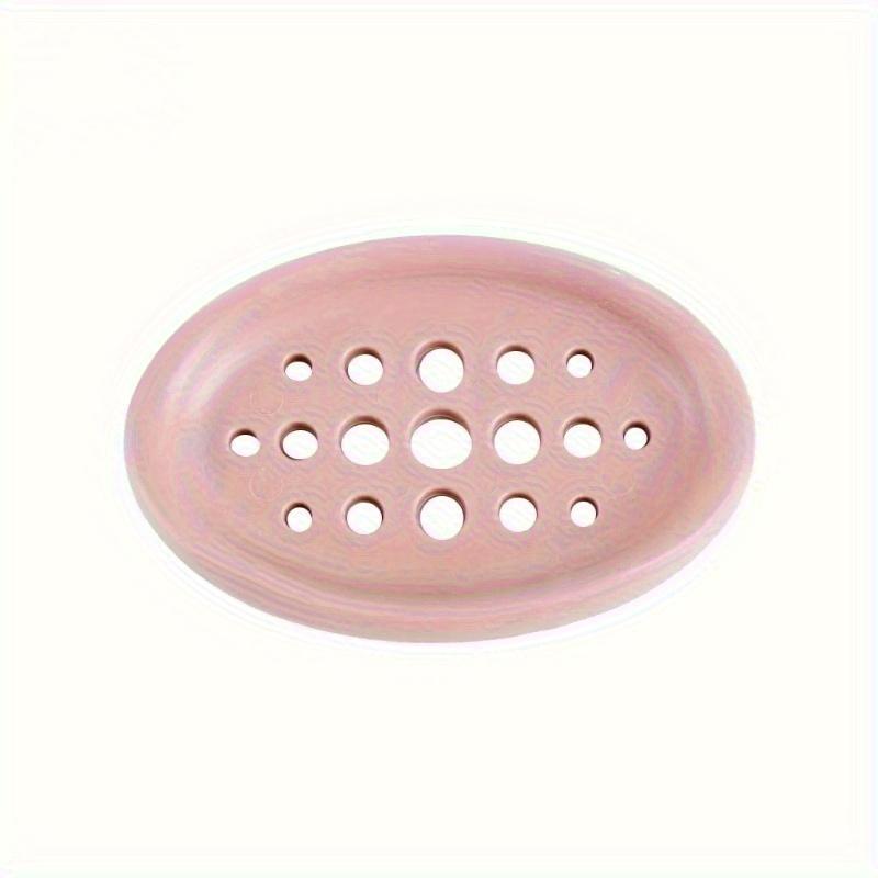 Oval Silicone Soap Dish with Self Draining Multifunctional Bathroom Storage Rack Holder for Sink Counter Organizer