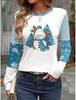 Women's Sweatshirt 3D Prints Christmas Theme Kawaii Graphics Long Sleeve T-shirt Casual Loose Fit O-Neck Tee Long Sleeve Tops