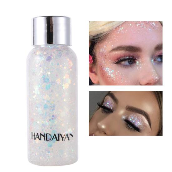 HANDAIYAn Třpytivé Flitry Nehty Vlasy Tělo Obličej Krém Gel Make-up Párty Dekorace