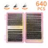 640 Tufts Of D-Curve Single Tufts Of False Eyelashes Segmented Grafting 10-16Mmdiy Thick Eyelashes