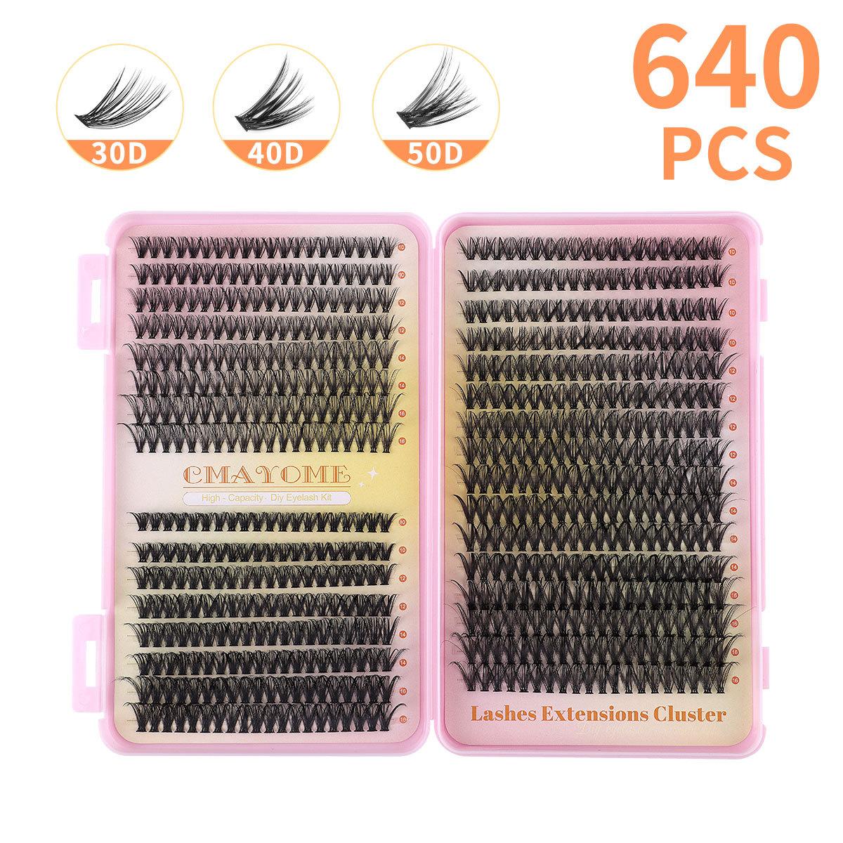 

640 пучков D-изгиба Одинарные пучки накладных ресниц Сегментированное наращивание 10-16 мм Толстые ресницы для DIY