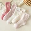 5Pairs Soft Women's Thickened Socks Cute Middle Tube Socks Simple Warm Home Socks  Autumn Winter