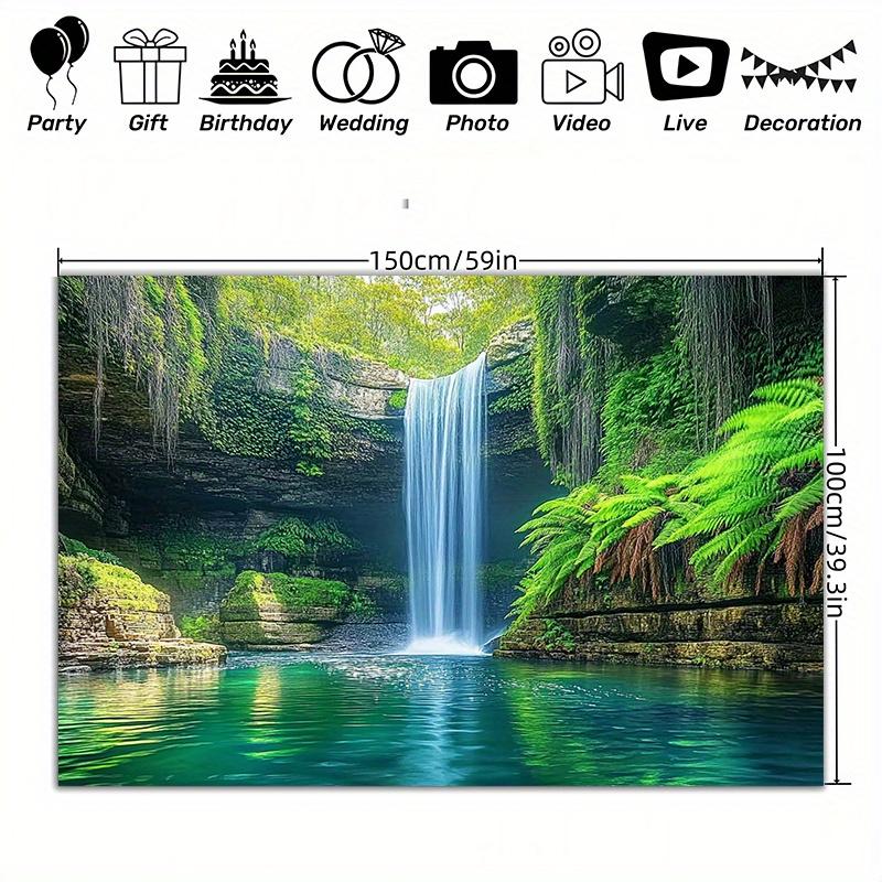 Waterfall Landscape Background Polyester Fabric Photography Background and Party Banners - Outdoor and Indoor Party Banners