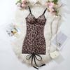 European and American popular steel rings gather leopard print sexy fun pajamas lace backless suspender skirt