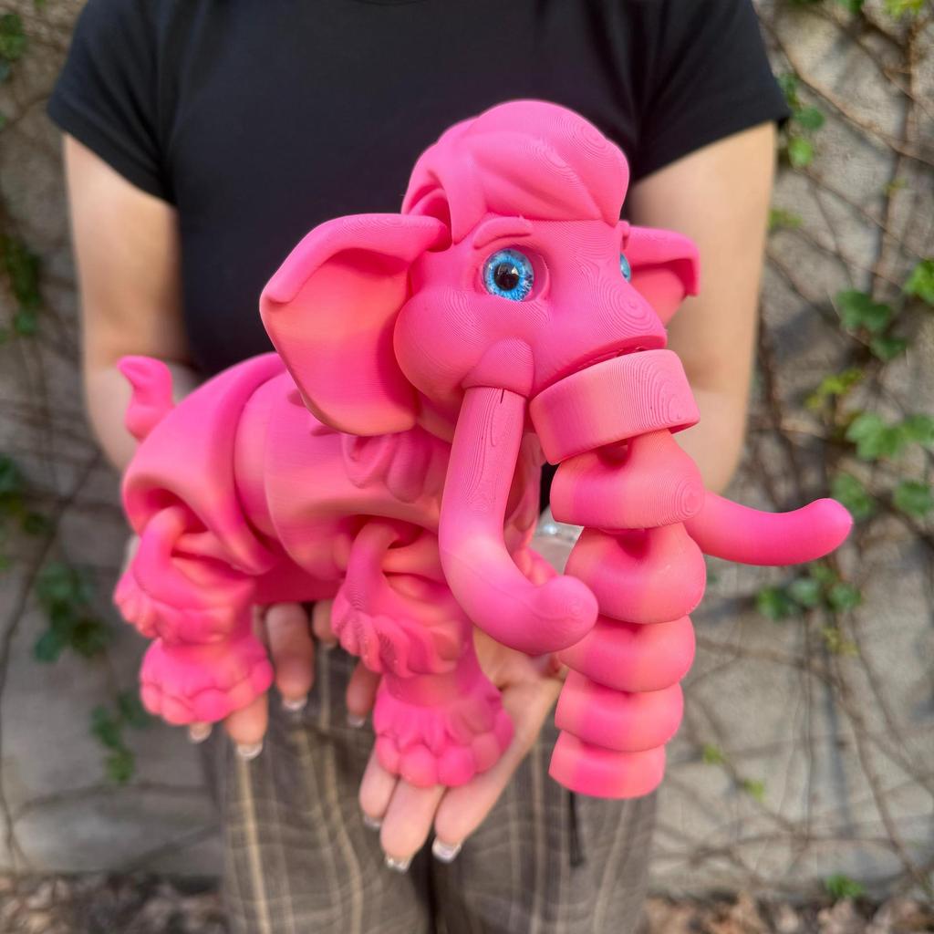 3D Printed Movable Mammoth Elephant Model – Creative Desktop Toy Ornament