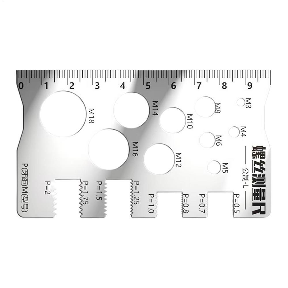 304 Stainless Steel Thread Gauge Screw Measuring Ruler Precise Pitch Measurement Diameter Space Saving Measuring Gauge Tool