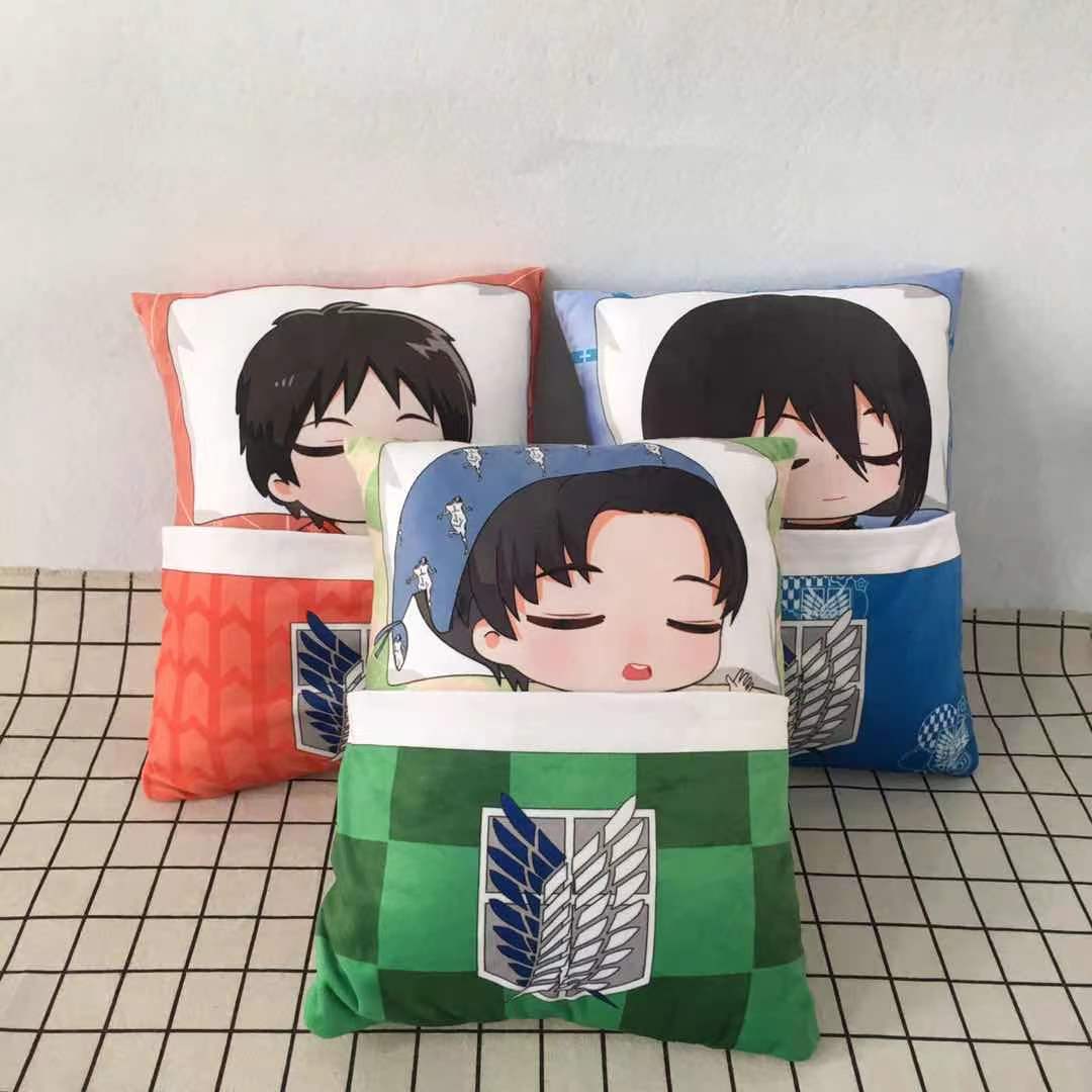 Fashnics Unisex Attack On Titan Levi Ackerman Plush Toys Mikasa Eren Pillow Stuffed Toys Festival Birthday Gift