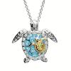 Luxury Female Sea Turtle Animal Pendant Necklace Vintage Silver Color Wedding Jewelry For Women