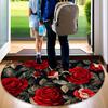 1Pcs Vintage Rose Crescent Print Semi Circle Welcome Doormat Non-Slip for Outdoor Patio Porch Kitchen Bathroom Entryway Floor Mat