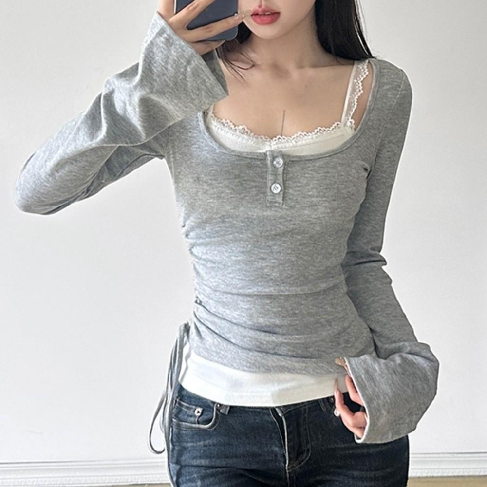 Bell Sleeve Slim Crop Tops Bow Skinny Knitwear Sweet Bottoming Top Spicy Girl