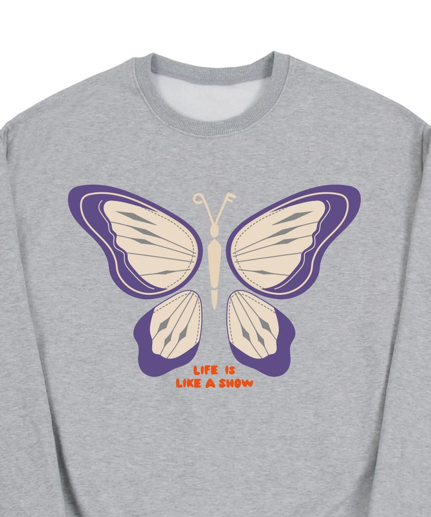 GRAVER [Unisex] Butterfly Sweatshirt_Gray