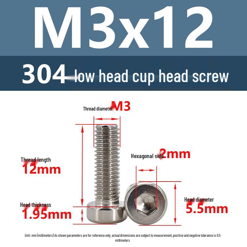 304 Edelstahl Flachkopf Innensechskant Maschinenschrauben M3-M10