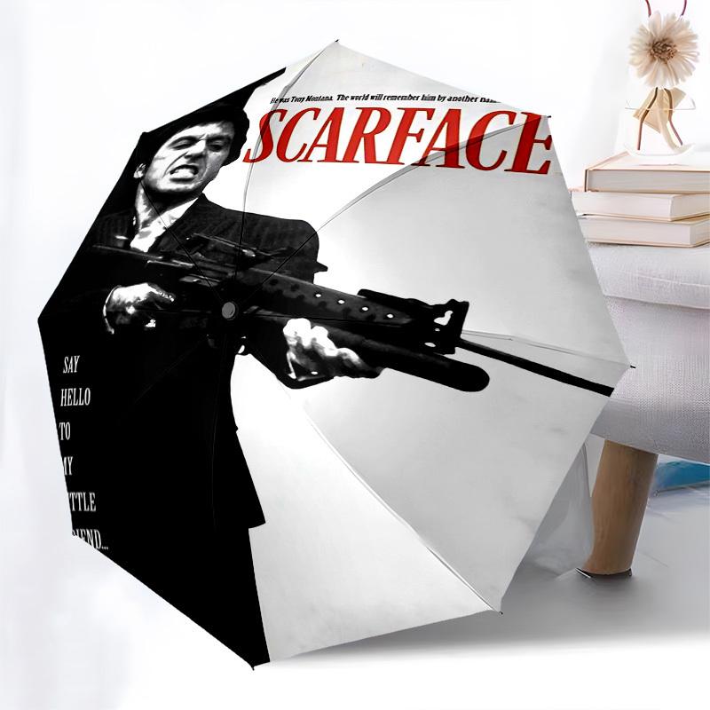 1pc Scarface Say hello to my little friend Automatic Open Close Umbrella Windproof Canopy, Automatic Open Close Button10217