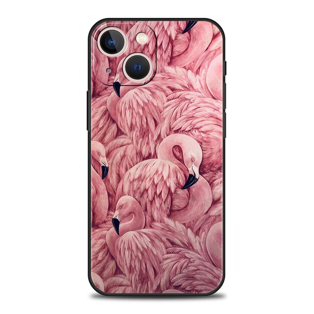 Pink Red Flamingo Luxury Phone Case For iPhone 11 14 15 Pro MAX 12 13 Mini 7 8 Plus X XR XS SE Silicone Shockproof Cover Funda