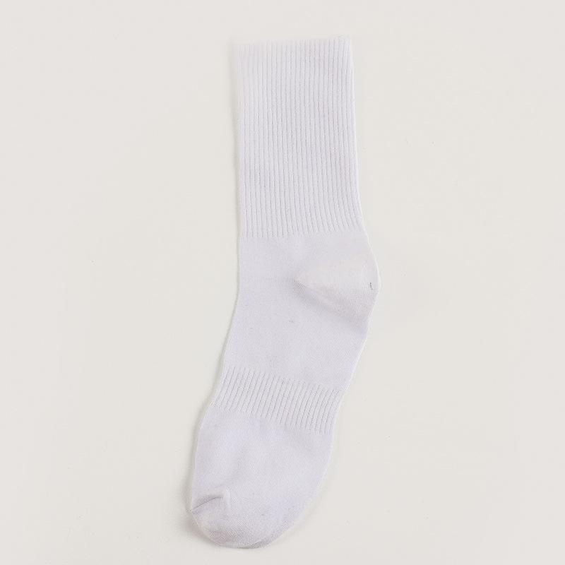 Unisex Black & White High-Elastic Mid-Calf Sports Cotton Socks