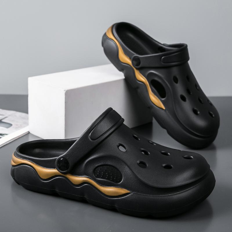 

Мужские тапочки, новые летние уличные легкие удобные мужские сандалии, шлепанцы из ЭВА на мягкой подошве, прогулочная пляжная обувь, сандалии 40 чёрный