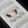 Genuine Freshwater Natural Pearl Earrings Silver 925 ,White Bridal Pearl Earrings Jewelry Wife Birthday Gift Black Pink