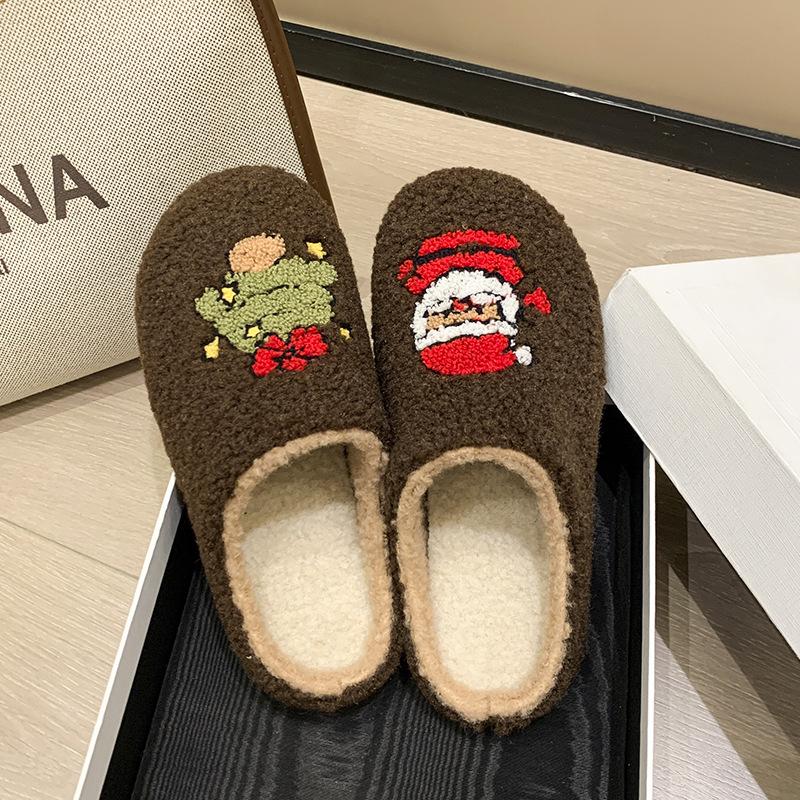

Новый удобный дом милый мультяшный Гринч 2025 зимние хлопковые тапочки женские парные теплые хлопковые тапочки 42 темно-коричневого