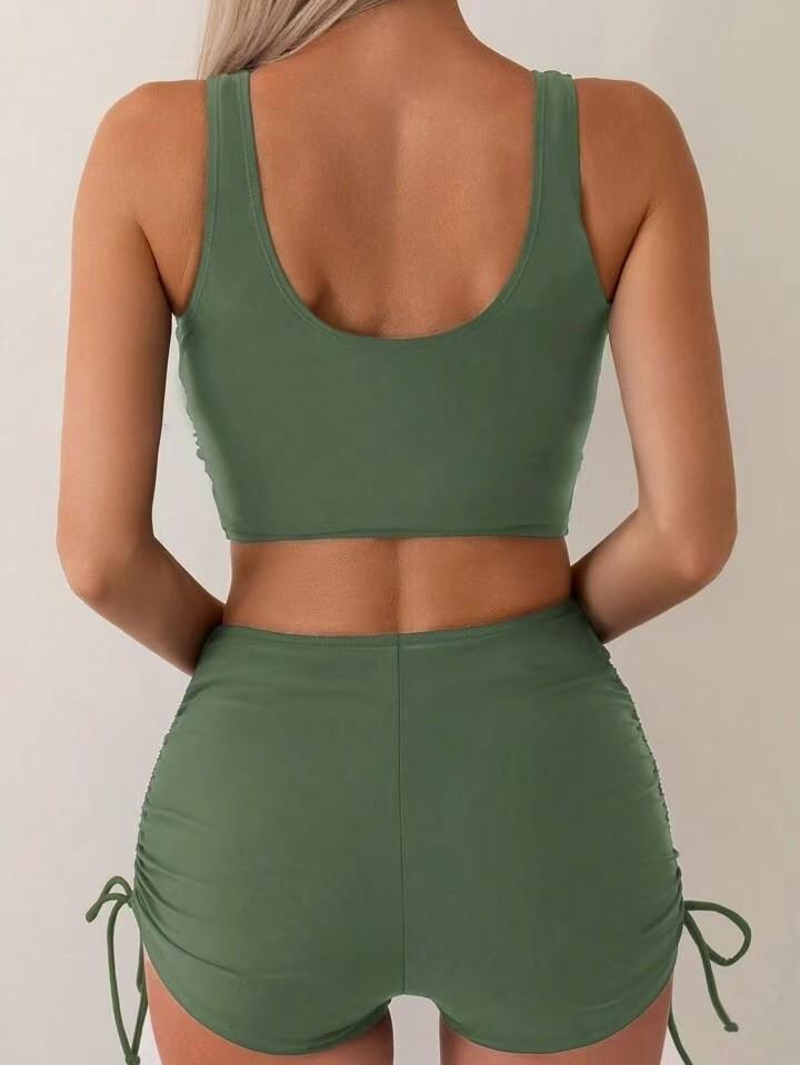 High-Waisted Drawstring Bikini: Slimming & Tummy Concealing Two-Piece Swimsuit for Women