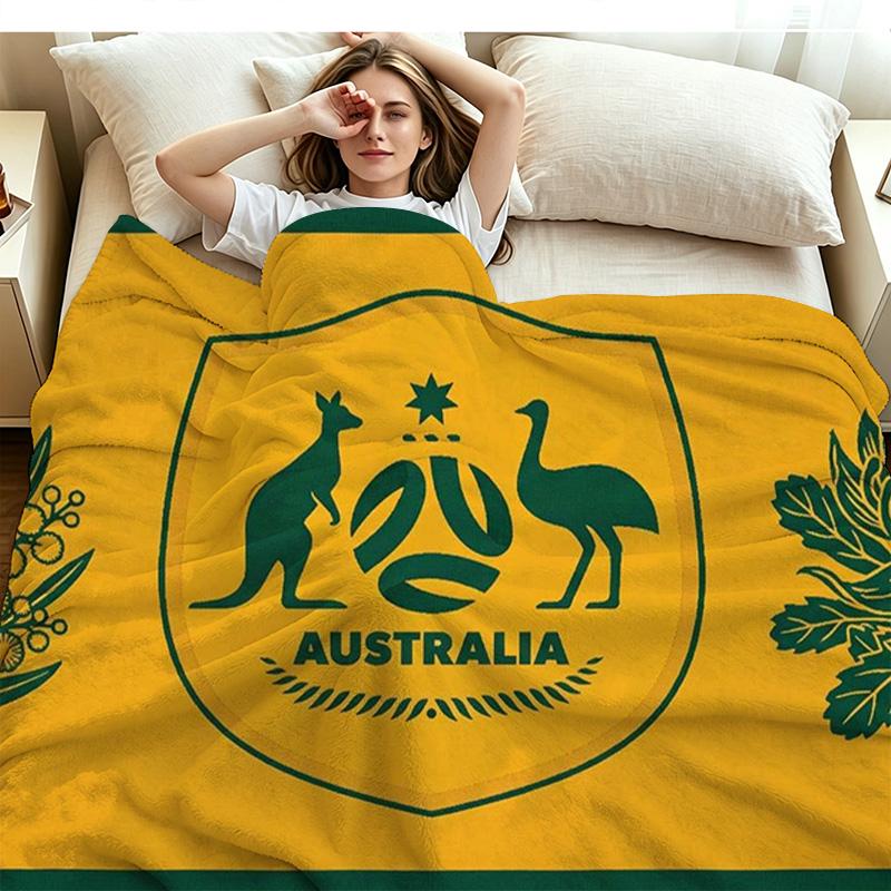 The Socceroos Australia Print Flannel Blanket High Quality Warm Comfortable Cover for All Seasons Perfect for Gifts Home Decor