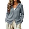 Women's Zip-Up Hooded Knit Cardigan Top for Layering