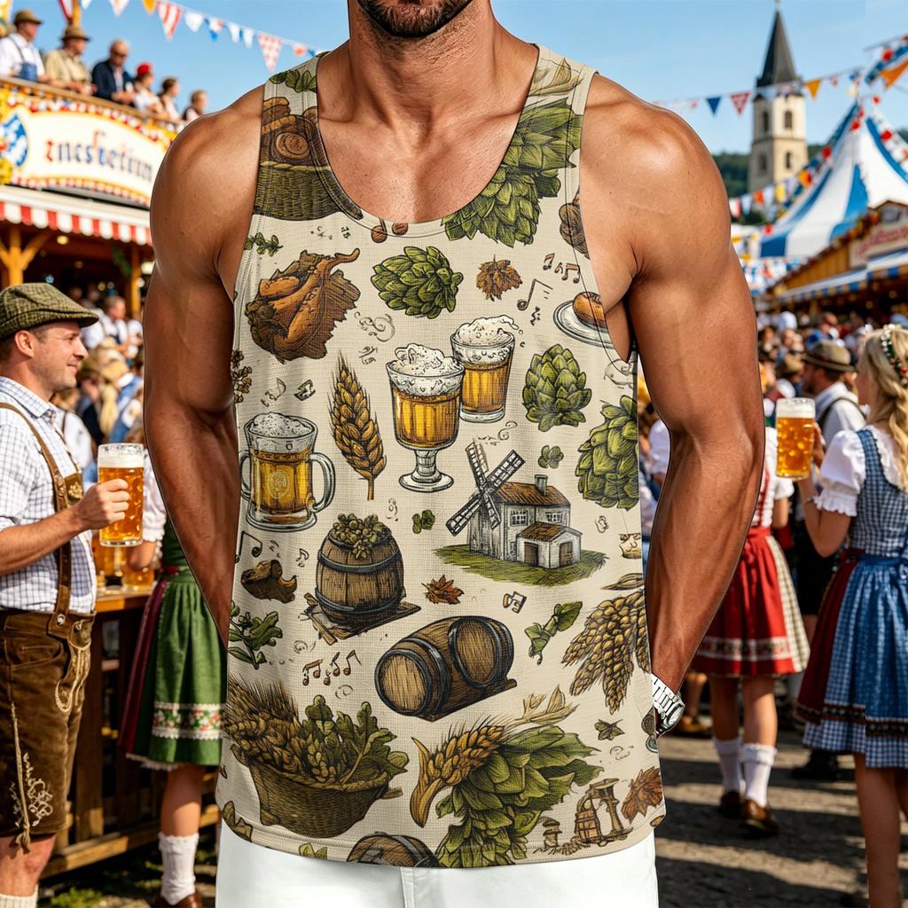 Men's Casual Print Crewneck Tank Top - Sleeveless Outdoor Sport Shirt for Summer