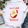 Santa Claus Riding A Dolphin Print Tshirt for Girls White Casual Christmas Gift Tshirt Fashionable Shortsleeved Tshirt Women